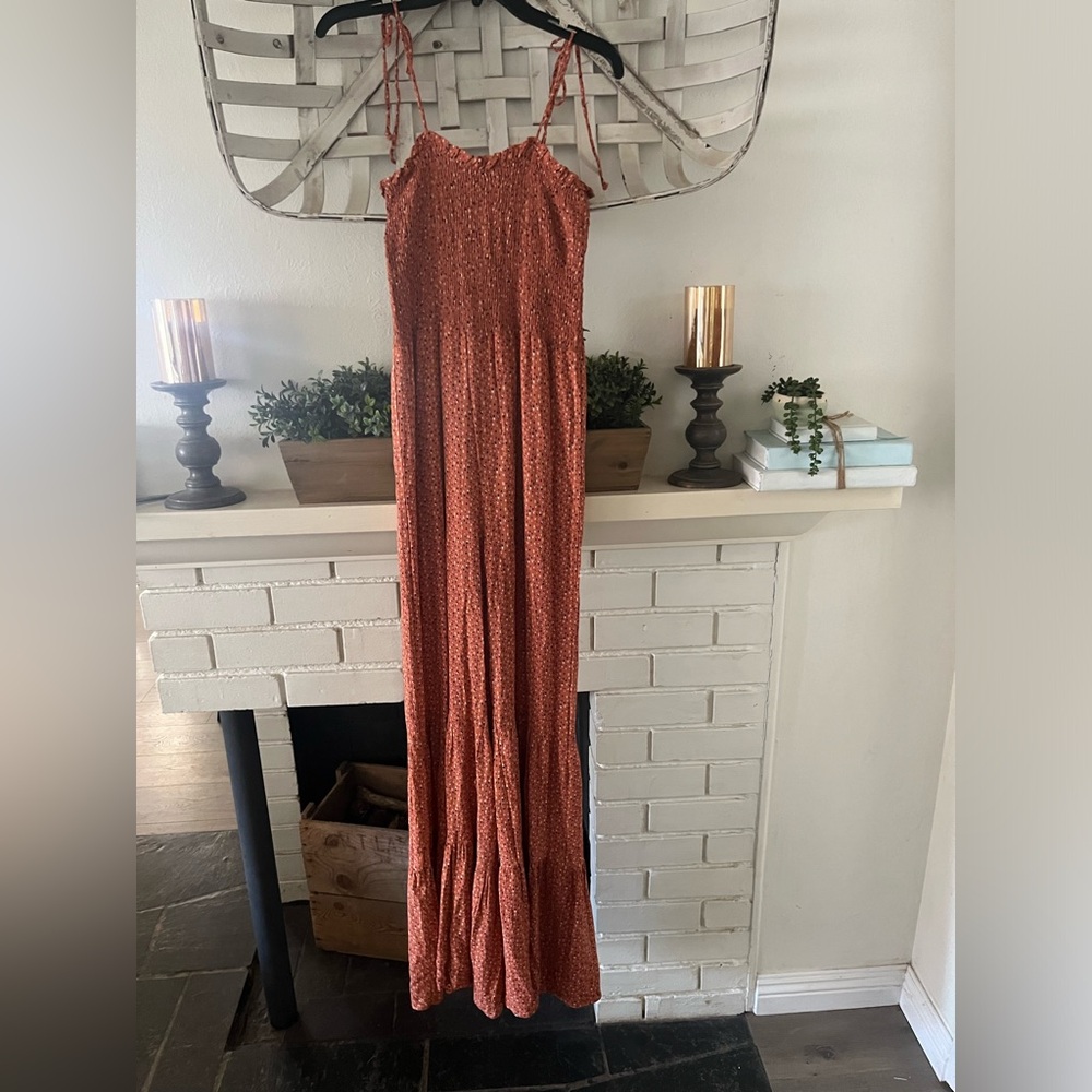 Sage romper with spaghetti straps & flare legs, size medium. - Picture 1 of 5